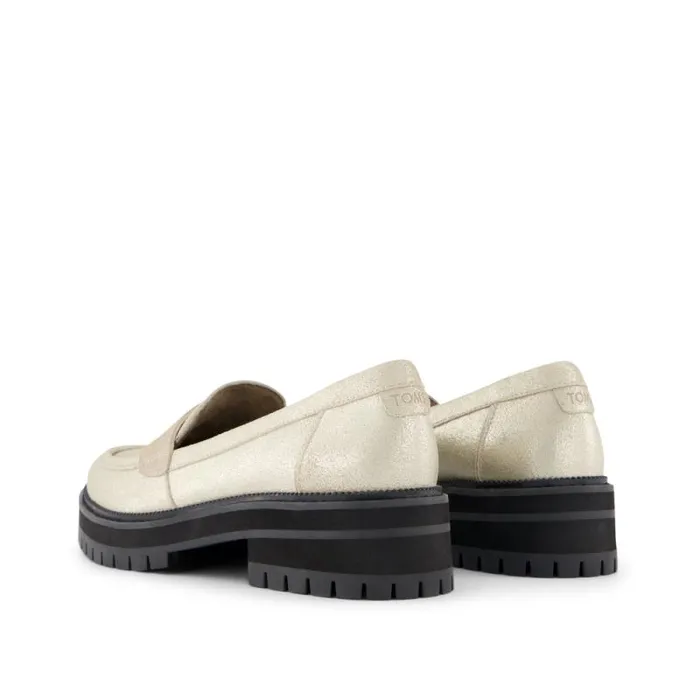Toms Flats and Loafers Cara Loafer Champagne Metallic Suede 8211 Women Toms Flats and Loafers Cara Loafer Champagne Metallic Suede 8211 Women