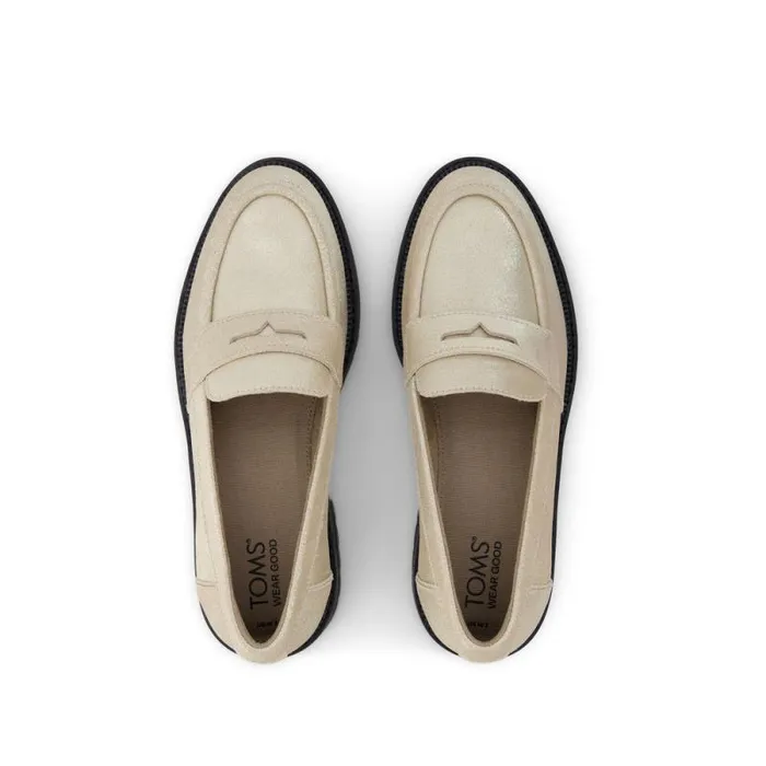 Toms Flats and Loafers Cara Loafer Champagne Metallic Suede 8211 Women Toms Flats and Loafers Cara Loafer Champagne Metallic Suede 8211 Women