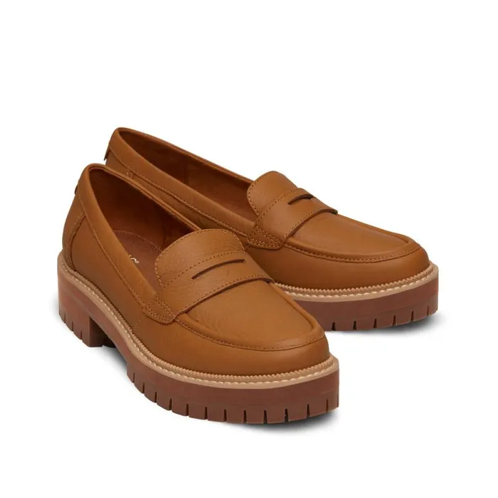 Toms Flats and Loafers Cara Loafer Tan Leather 8211 Women