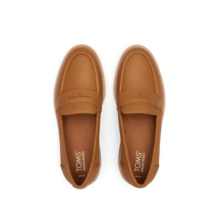 Toms Flats and Loafers Cara Loafer Tan Leather 8211 Women