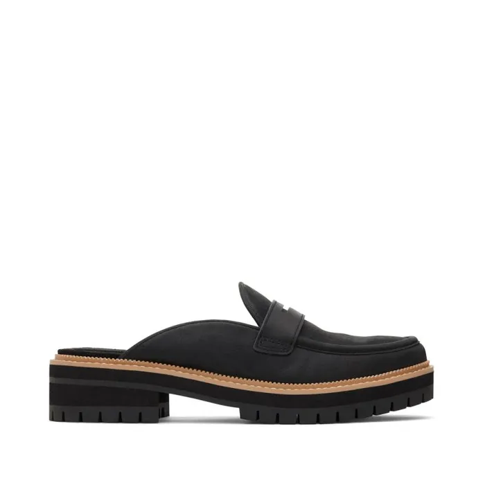 Toms Flats and Loafers Cara Mule Loafer Black Leather 8211 Women