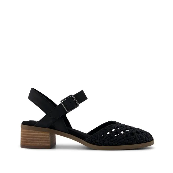 Toms Heels and Wedges Jaclyn Heel Black Perforated Basket Woven Leather 8211 Women Toms Heels and Wedges Jaclyn Heel Black Perforated Basket Woven Leather 8211 Women