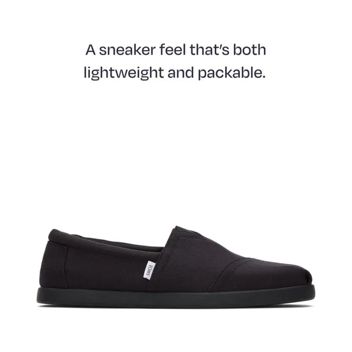 Toms Slip Ons Alp FWD All Black Recycled Cotton Canvas 8211 Men