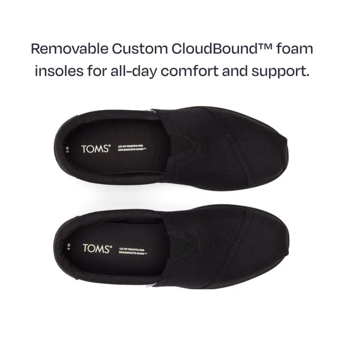Toms Slip Ons Alp FWD All Black Recycled Cotton Canvas 8211 Men Toms Slip Ons Alp FWD All Black Recycled Cotton Canvas 8211 Men