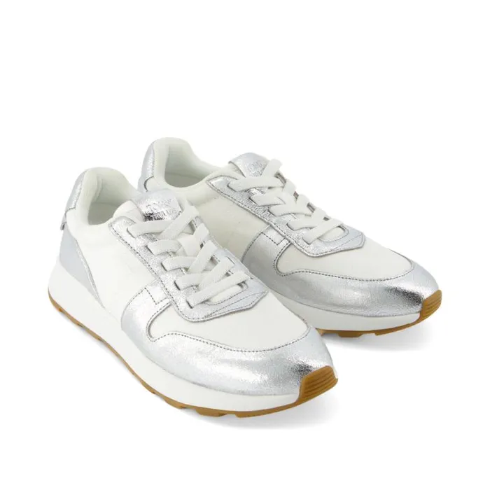 Toms Slip Ons TRVL LITE Retro Runner Sneaker Water Repellent Silver Crinkle Metallic Leather And Vintage Twill 8211 Women Toms Slip Ons TRVL LITE Retro Runner Sneaker Water Repellent Silver Crinkle Metallic Leather And Vintage Twill 8211 Women