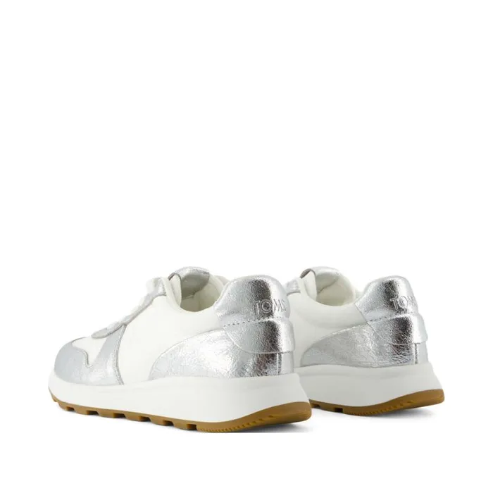 Toms Slip Ons TRVL LITE Retro Runner Sneaker Water Repellent Silver Crinkle Metallic Leather And Vintage Twill 8211 Women Toms Slip Ons TRVL LITE Retro Runner Sneaker Water Repellent Silver Crinkle Metallic Leather And Vintage Twill 8211 Women