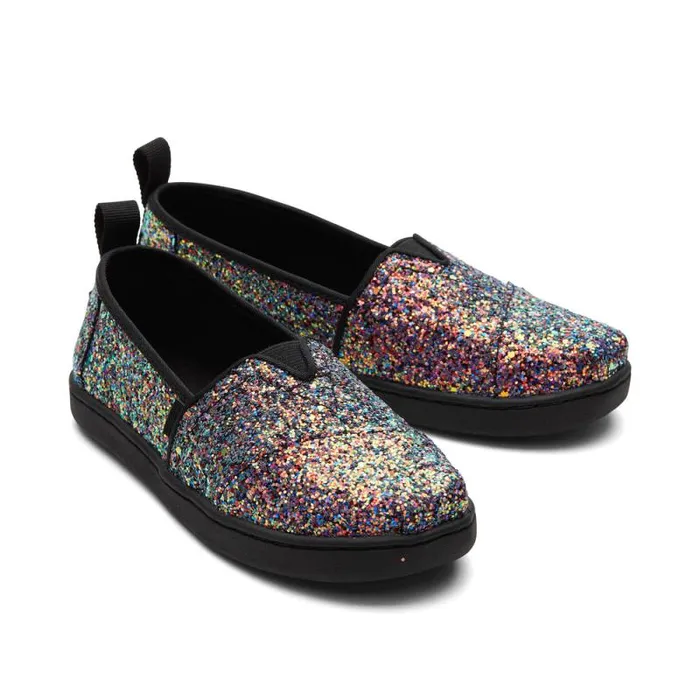Toms TOMS Classics Alpargata Kids Shoe Black Chunky Glitter 8211 KidsWomen
