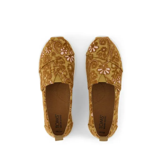 Toms TOMS Classics Alpargata Kids Shoe Golden Honey Floral Brocade 8211 KidsWomen