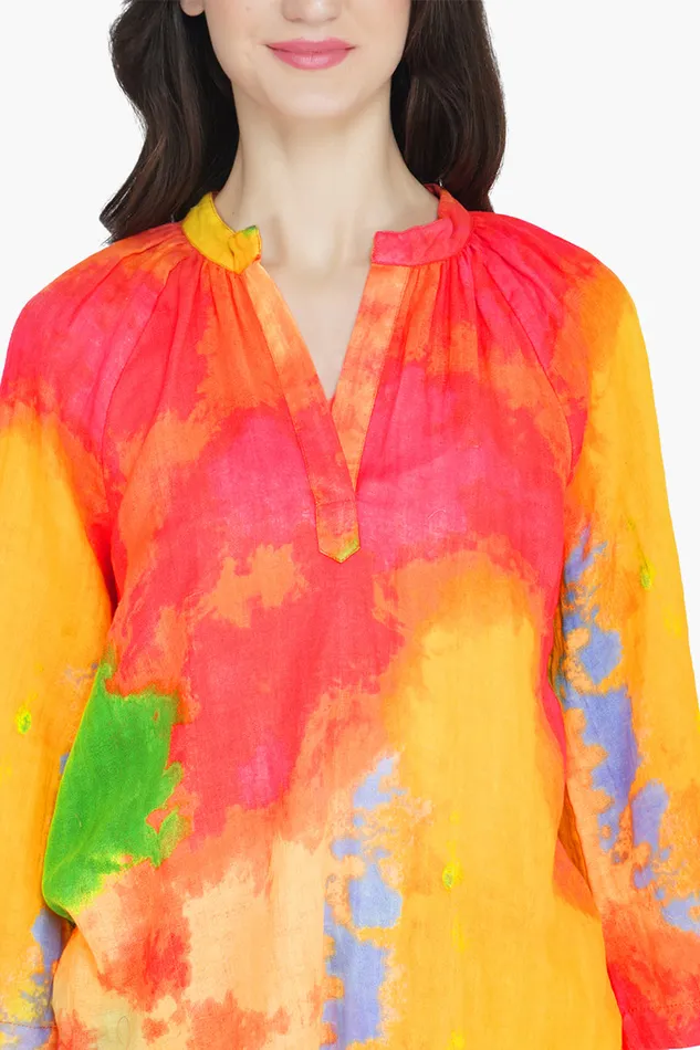 Tops America and Beyond Women Paradise Tie Dye Tunic