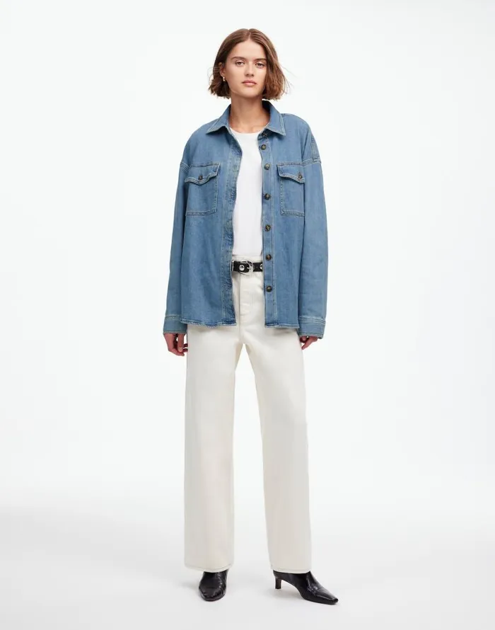Tops and Shirts Women Madewell Denim LongSleeve ButtonUp Shirt Blissfield Wash