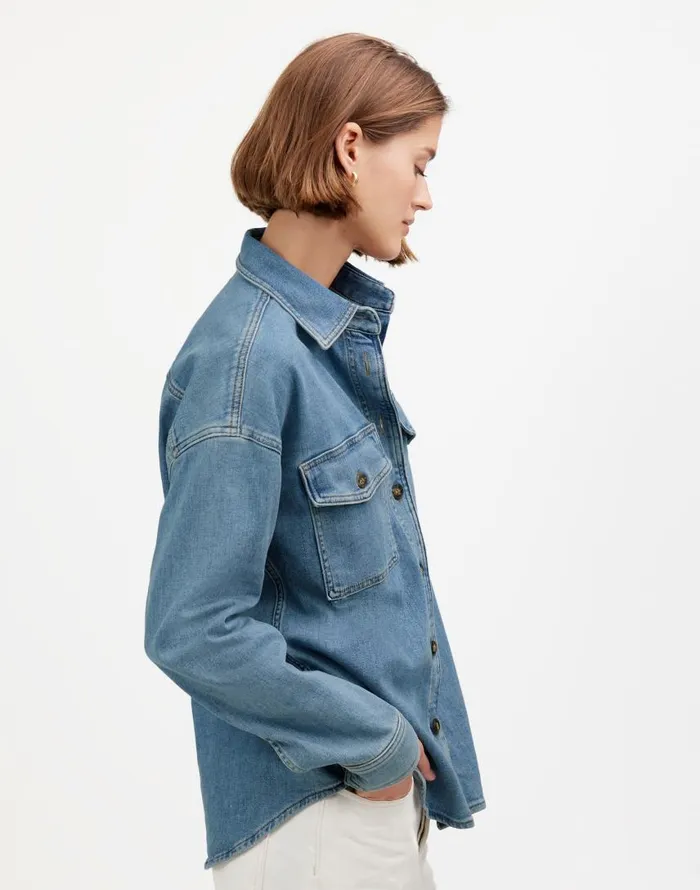 Tops and Shirts Women Madewell Denim LongSleeve ButtonUp Shirt Blissfield Wash