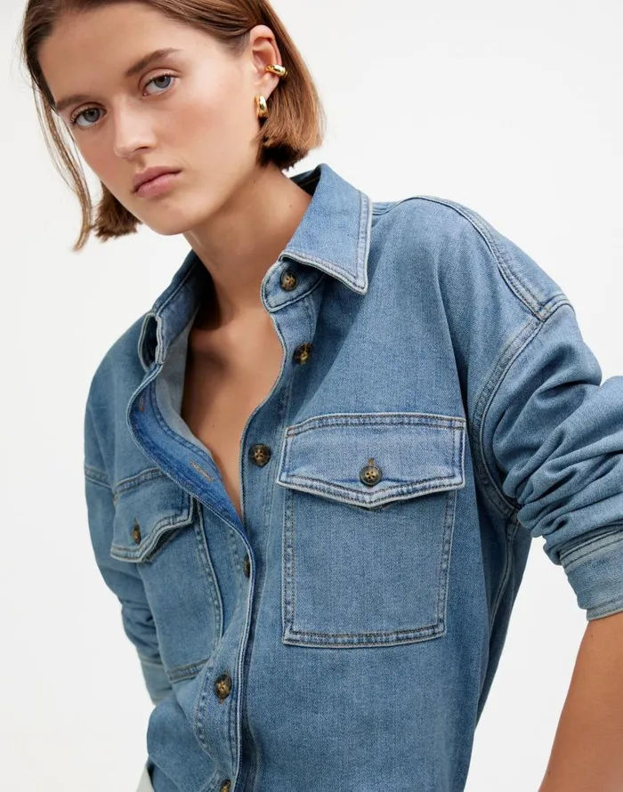 Tops and Shirts Women Madewell Denim LongSleeve ButtonUp Shirt Blissfield Wash