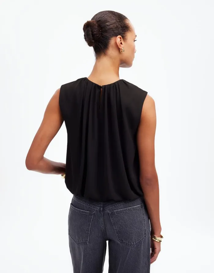 Tops and Shirts Women Madewell Sleeveless Bubble Top In Chiffon True Black