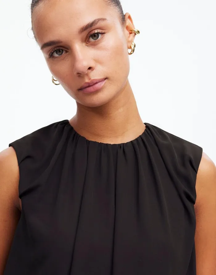 Tops and Shirts Women Madewell Sleeveless Bubble Top In Chiffon True Black
