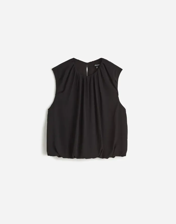 Tops and Shirts Women Madewell Sleeveless Bubble Top In Chiffon True Black