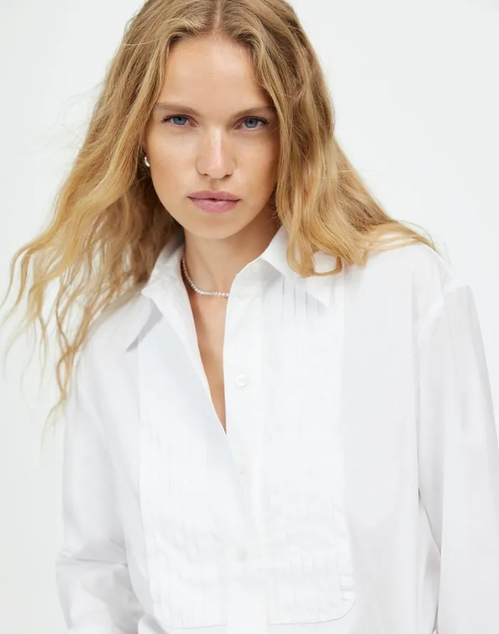 Tops and Shirts Women Madewell Tuxedo ButtonUp Shirt In Poplin Eyelet White