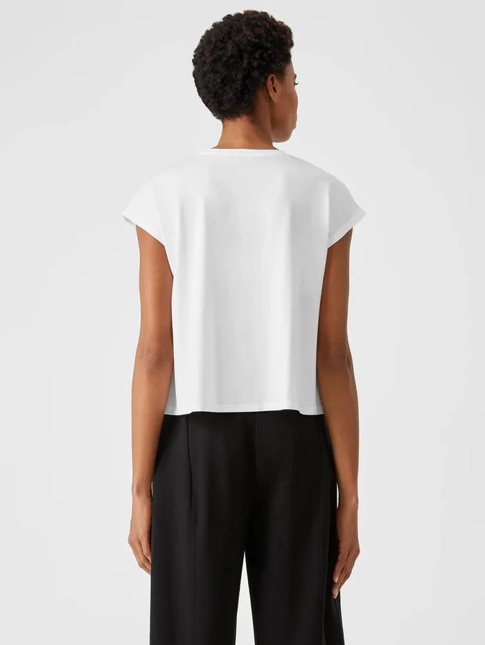 Tops and Tees Women Eileen Fisher Fine Jersey Square Top White