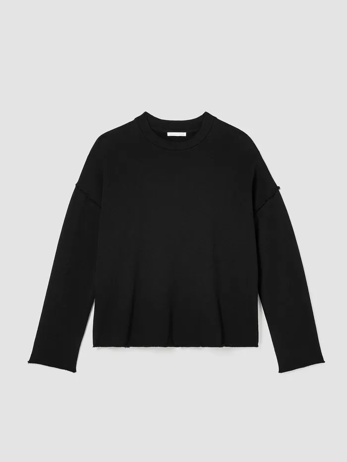 Tops and Tees Women Eileen Fisher Organic Cotton French Terry BoxTop Black