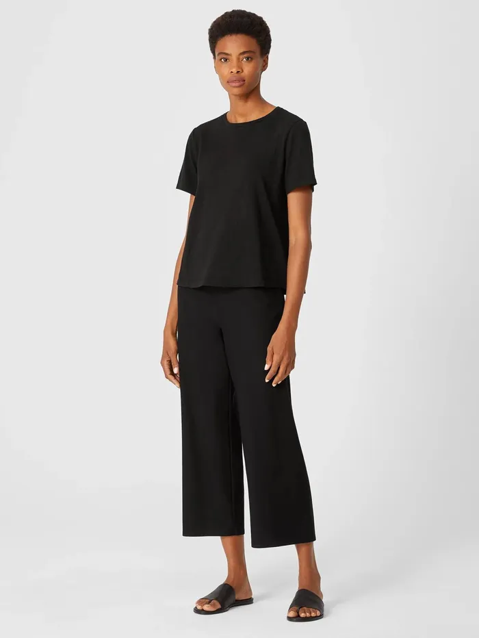 Tops and Tees Women Eileen Fisher Organic Cotton Slub Tee Black