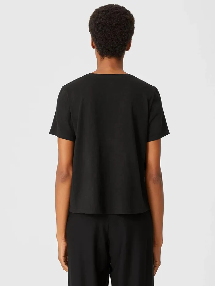 Tops and Tees Women Eileen Fisher Organic Cotton Slub Tee Black