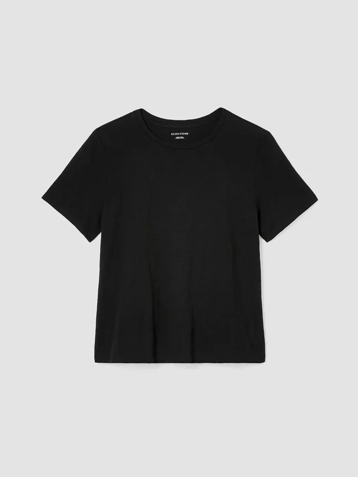 Tops and Tees Women Eileen Fisher Organic Cotton Slub Tee Black