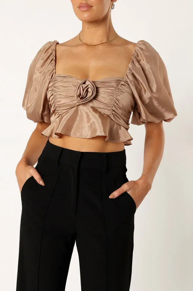 Tops Bessie Rosette Top Champagne 8211 Petal and Pup Women