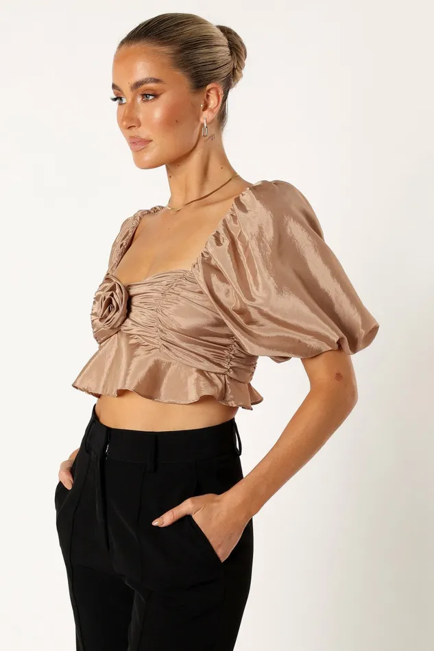 Tops Bessie Rosette Top Champagne 8211 Petal and Pup Women