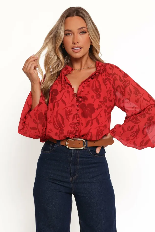 Tops Marni Top Red Floral 8211 Petal and Pup Women