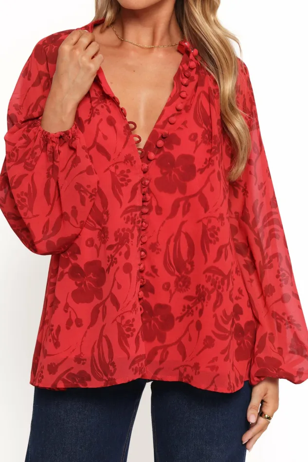 Tops Marni Top Red Floral 8211 Petal and Pup Women