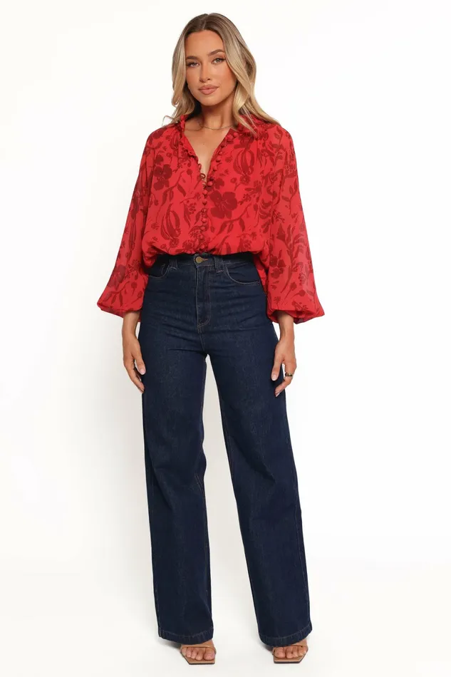 Tops Marni Top Red Floral 8211 Petal and Pup Women