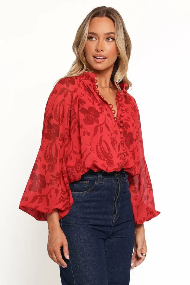 Tops Marni Top Red Floral 8211 Petal and Pup Women