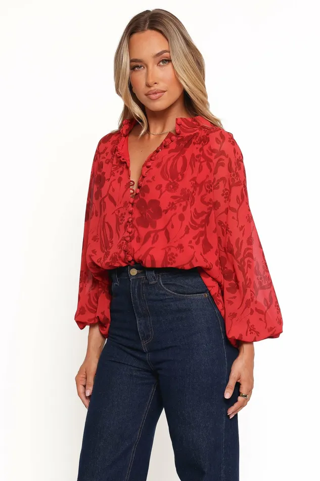 Tops Marni Top Red Floral 8211 Petal and Pup Women