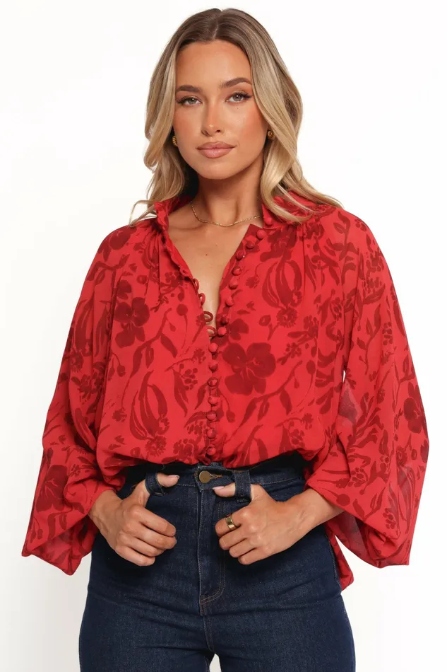 Tops Marni Top Red Floral 8211 Petal and Pup Women