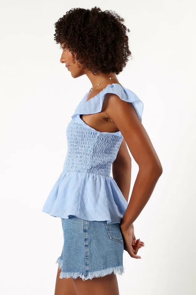 Tops Petal and Pup Women Gabie Ruffle Sleeve Top Blue Tops Petal and Pup Women Gabie Ruffle Sleeve Top Blue