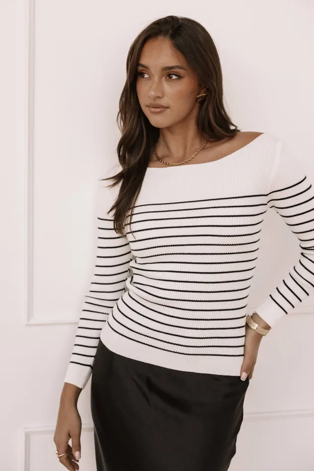 Tops Petal and Pup Women Kiersten Knit Top White Black