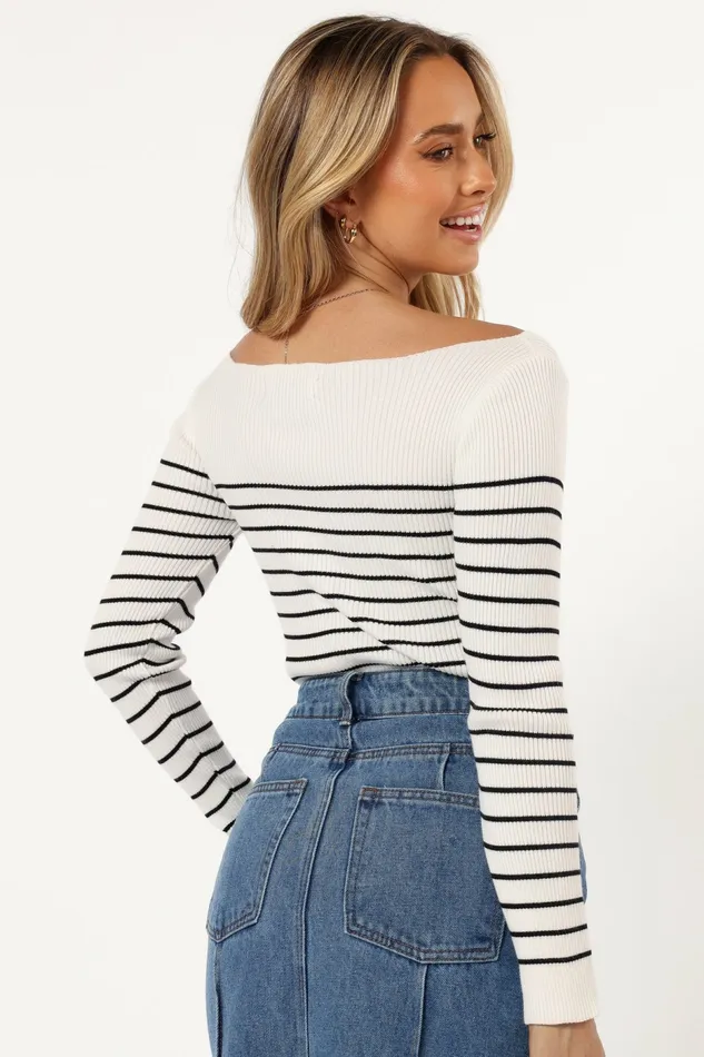 Tops Petal and Pup Women Kiersten Knit Top White Black