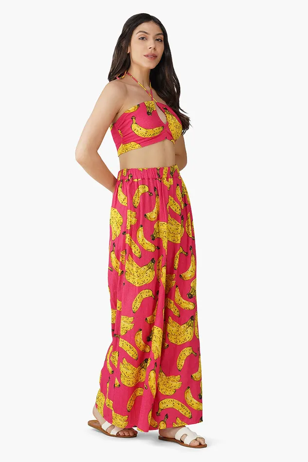 Tops Women America and Beyond Just Bananas Pink Halter Top