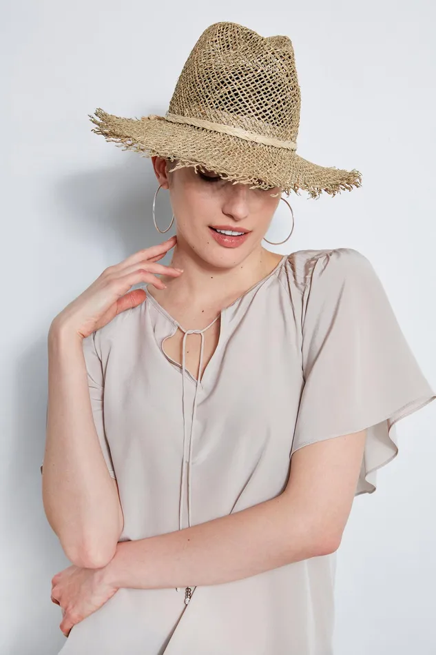 Tops Women Elie Tahari Silk Flutter Sleeve Tie Shirt SALT