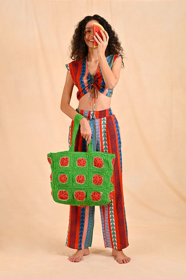 Totes America and Beyond Women Watermelon Crochet Beach Tote