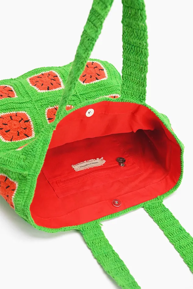 Totes America and Beyond Women Watermelon Crochet Beach Tote