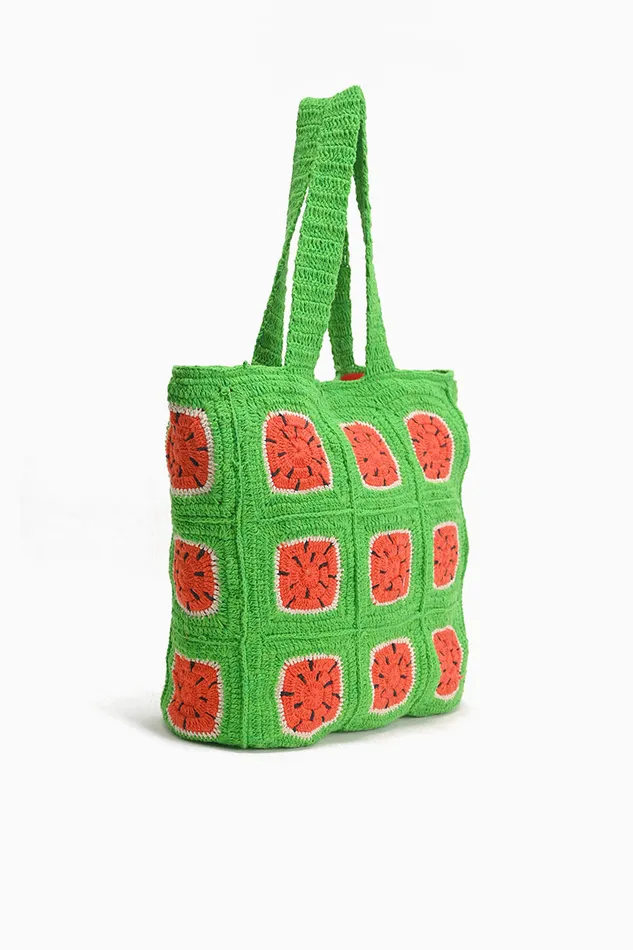 Totes America and Beyond Women Watermelon Crochet Beach Tote