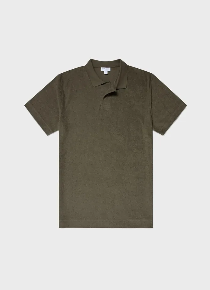 Towelling Polo Shirt Hunter Green Men SUNSPEL Polo Shirts