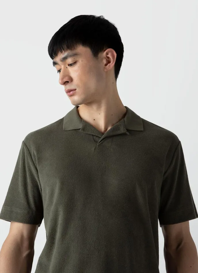 Towelling Polo Shirt Hunter Green Men SUNSPEL Polo Shirts