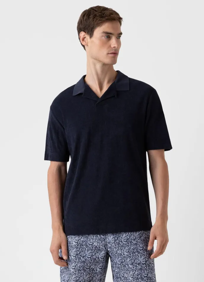 Towelling Polo Shirt Navy Men SUNSPEL Polo Shirts