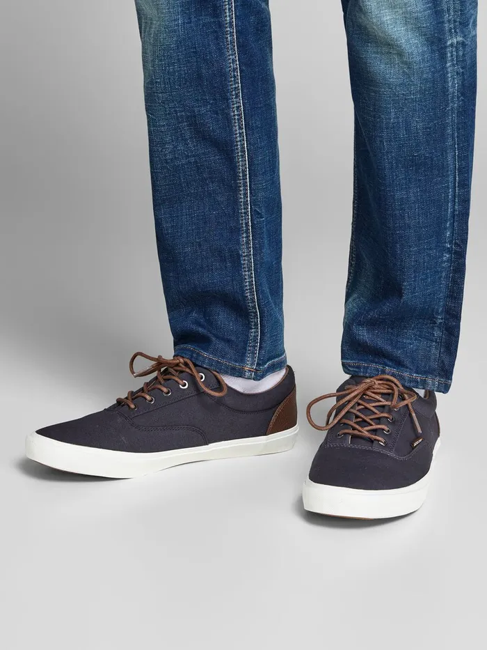 Trainers JACK and JONES Mens CANVAS SNEAKERS Blue Navy Blazer Cheap On Sale