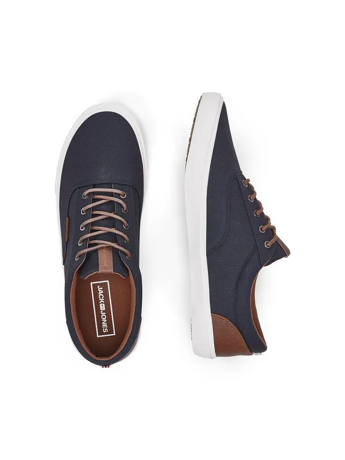 Trainers JACK and JONES Mens CANVAS SNEAKERS Blue Navy Blazer Cheap On Sale
