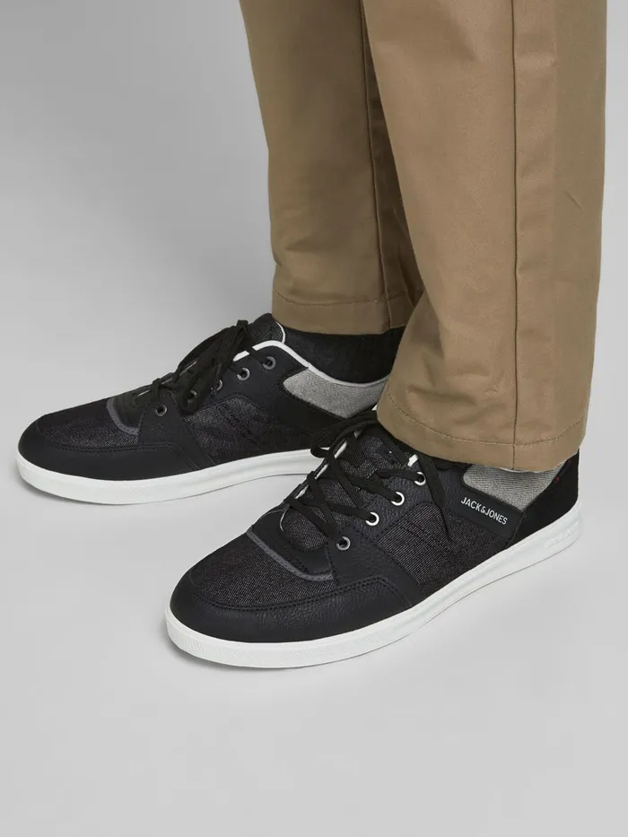 Trainers JACK and JONES Mens DENIM SNEAKERS Black Anthracite For Sale