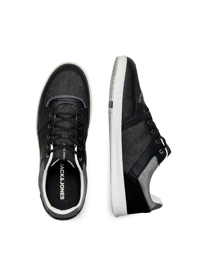 Trainers JACK and JONES Mens DENIM SNEAKERS Black Anthracite For Sale