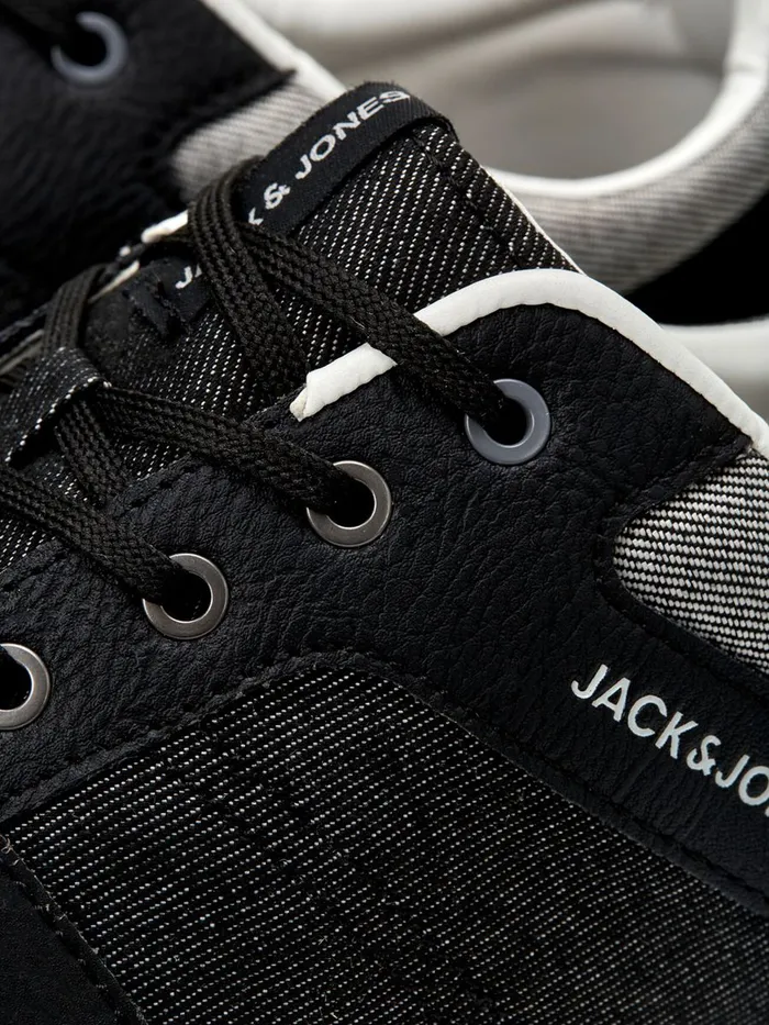 Trainers JACK and JONES Mens DENIM SNEAKERS Black Anthracite For Sale