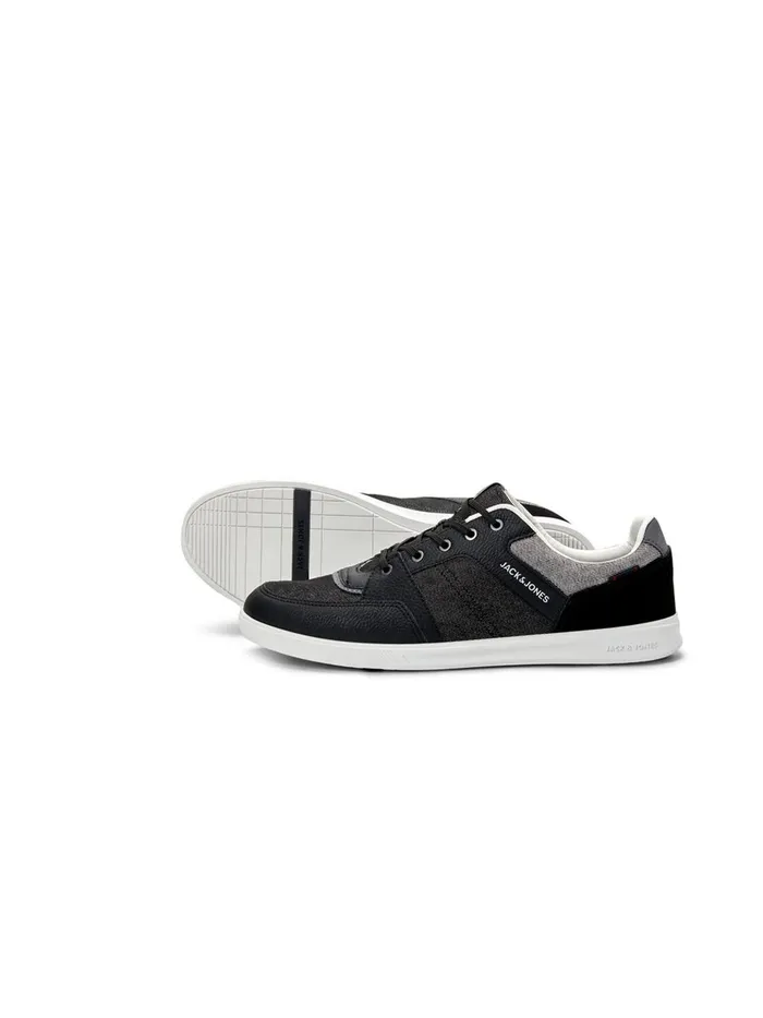 Trainers JACK and JONES Mens DENIM SNEAKERS Black Anthracite For Sale